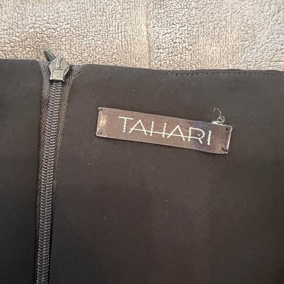 Tahari Long Black Evening Gown Dress with Slit Size 2 - Picture 10 of 16